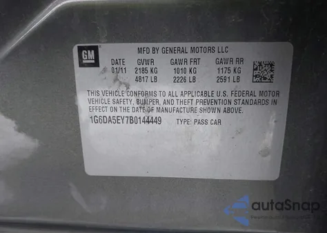 2011 Cadillac Cts Standard from USA, damaged, VIN 1G6DA5EY7B0144449
